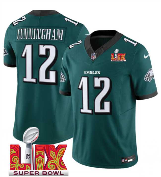 Men & Women & Youth Philadelphia Eagles #12 Randall Cunningham Green 2025 Super Bowl LIX Patch New F.U.S.E. Vapor Limited Stitched Jersey